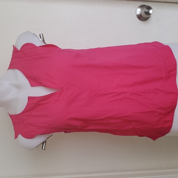 Anthropologie Maeve Pink Scalloped Poplin Top - Picture 1 of 7
